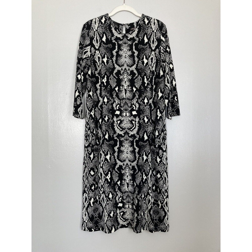 J. McLaughlin Catalyst Snake Python Sheath Dress 3/4 Sleeve XL Pockets